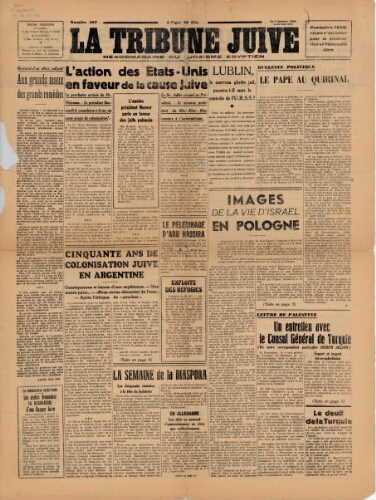 La Tribune Juive Vol° N°187 (03 janvier 1940)