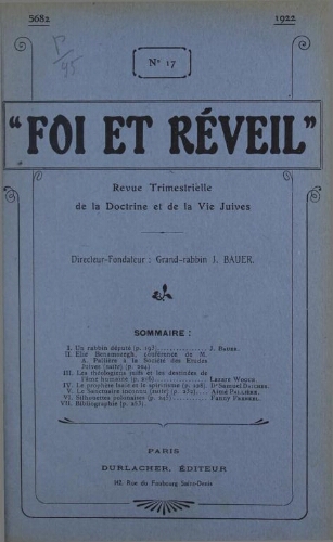Foi et réveil Vol.04 N°17 (1922)