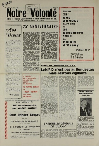 Notre Volonté  N°123 (oct. 1969)