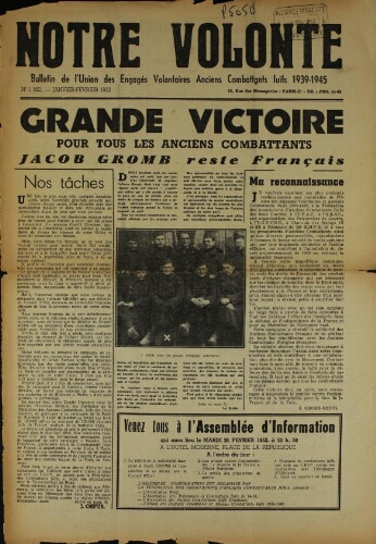 Notre Volonté  N°032 (janv. 1952)