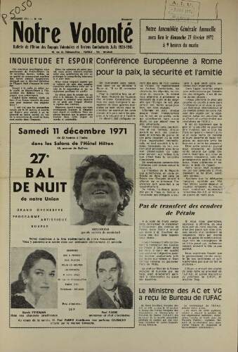 Notre Volonté  N°133 (déc. 1971)