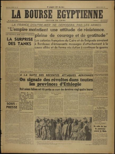 La Bourse égyptienne : Ed. du Caire  Vol.37 N°154 (20 juin 1940)