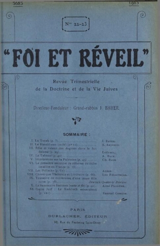 Foi et réveil Vol.06 N°22-23 (1925)