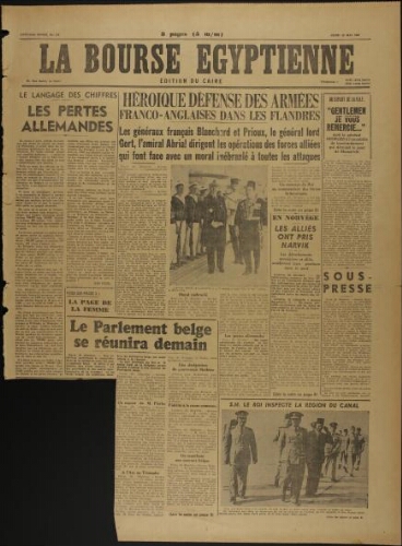 La Bourse égyptienne : Ed. du Caire  Vol.37 N°136 (30 mai 1940)