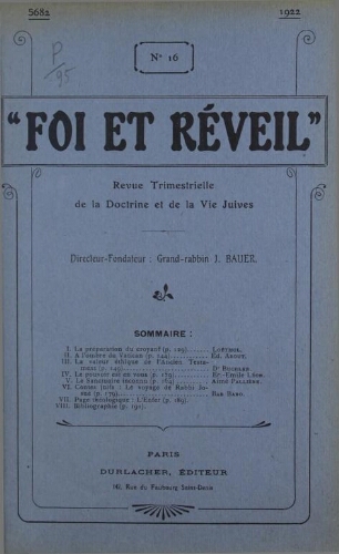 Foi et réveil Vol.04 N°16 (1922)