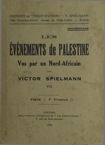 Les événements de Palestine : vus par un Nord-Africain