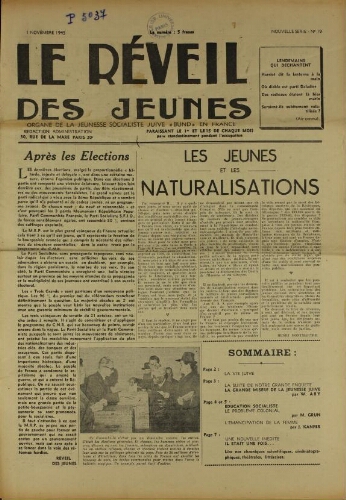 Le Réveil des Jeunes N°19 (01 nov. 1945)