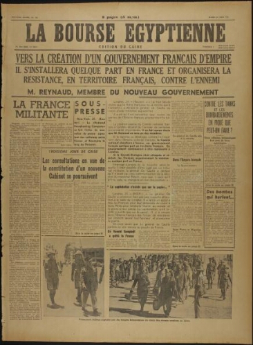La Bourse égyptienne : Ed. du Caire  Vol.37 N°158 (25 juin 1940)