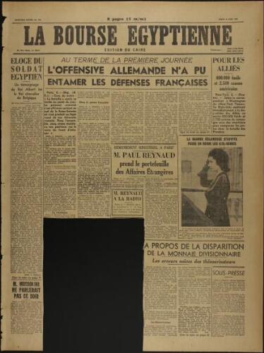 La Bourse égyptienne : Ed. du Caire  Vol.37 N°142 (06 juin 1940)