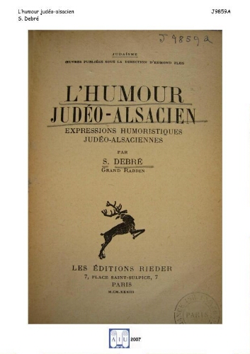 L'humour judéo-alsacien : expressions humoristiques judéo-alsaciennes