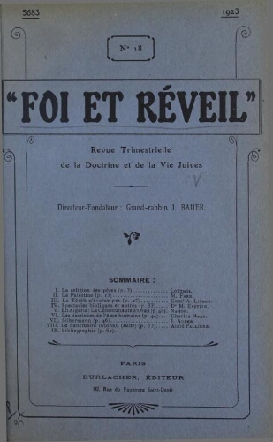 Foi et réveil Vol.05 N°18 (1923)