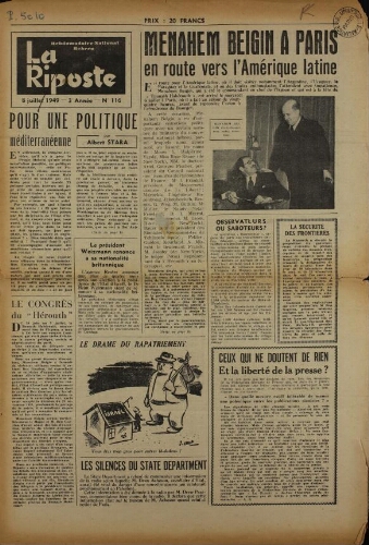 La Riposte N°116 (08 juil. 1949)