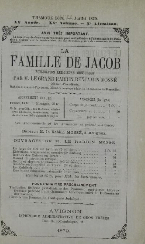 La Famille de Jacob  Vol.20 F°10 (1879)