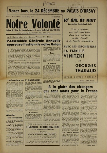 Notre Volonté  N°072 (nov. 1958)