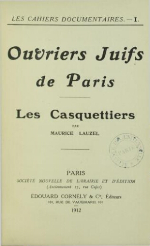 Ouvriers Juifs de Paris : les casquettiers