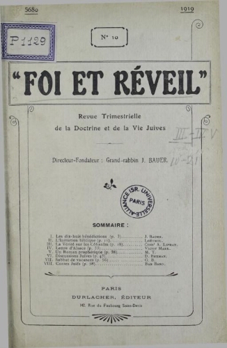 Foi et réveil Vol.03 N°10 (1919)