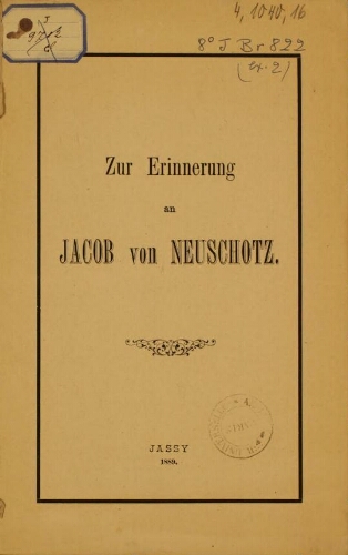 Zur Erinnerung an Jacob von Neuschotz
