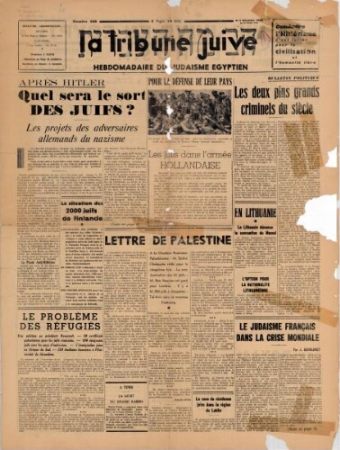 La Tribune Juive Vol° N°183 (06 décembre 1939)