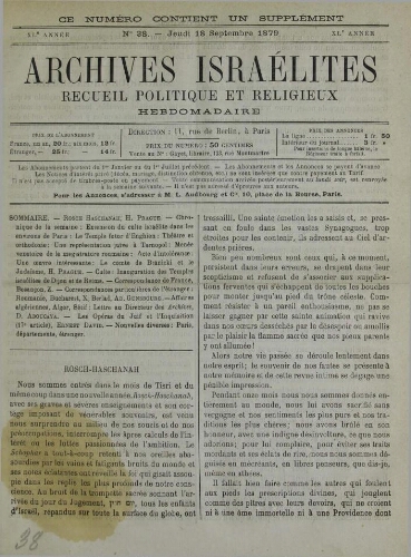 Archives israélites de France. Vol.40 N°38 (18 sept. 1879)
