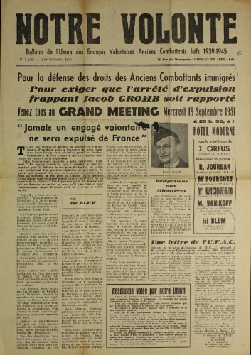 Notre Volonté  N°030 (sept. 1951)