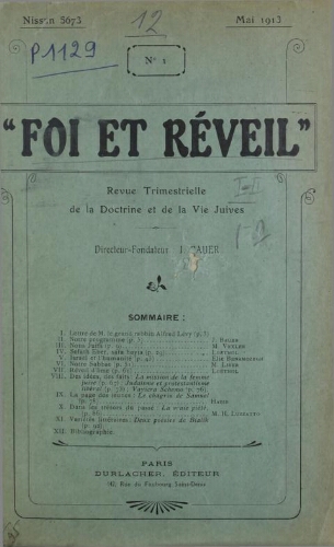 Foi et réveil Vol.01 N°01 (1913)