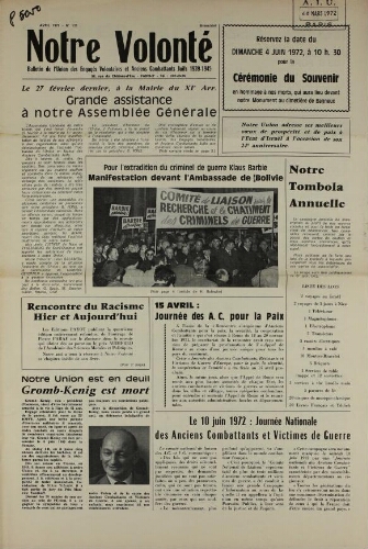 Notre Volonté  N°135 (avr. 1972)