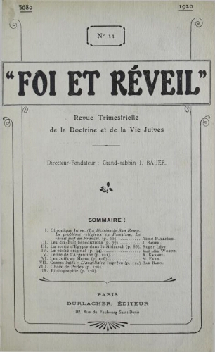 Foi et réveil Vol.03 N°11 (1920)