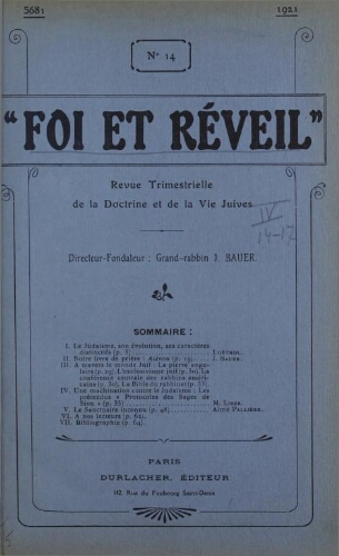 Foi et réveil Vol.04 N°14 (1921)