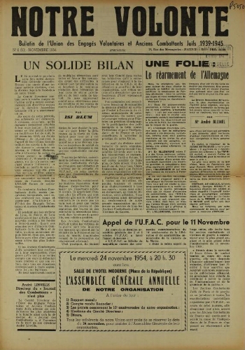 Notre Volonté  N°050 (nov. 1954)