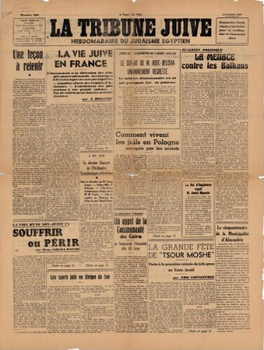 La Tribune Juive Vol° N°188 (10 janvier 1940)
