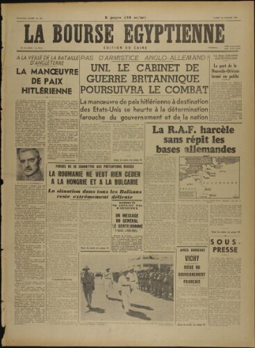 La Bourse égyptienne : Ed. du Caire  Vol.37 N°163 (01 juil. 1940)