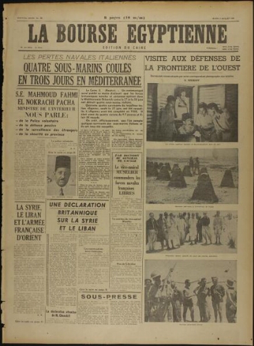 La Bourse égyptienne : Ed. du Caire  Vol.37 N°164 (02 juil. 1940)